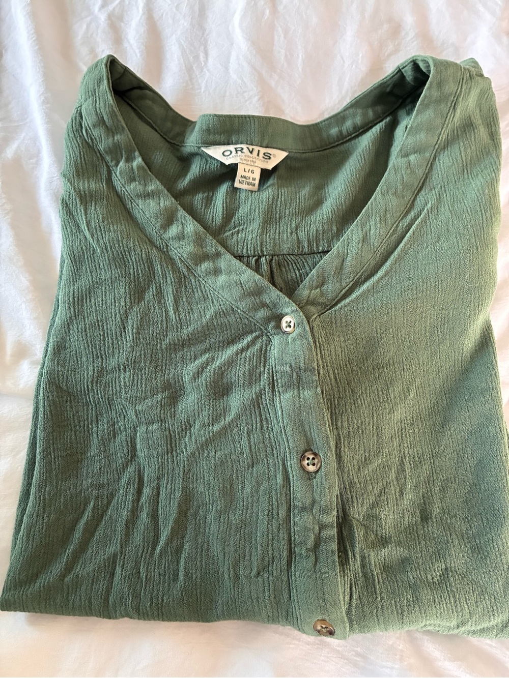 Orvis Sage Green Button-Front Women's Blouse